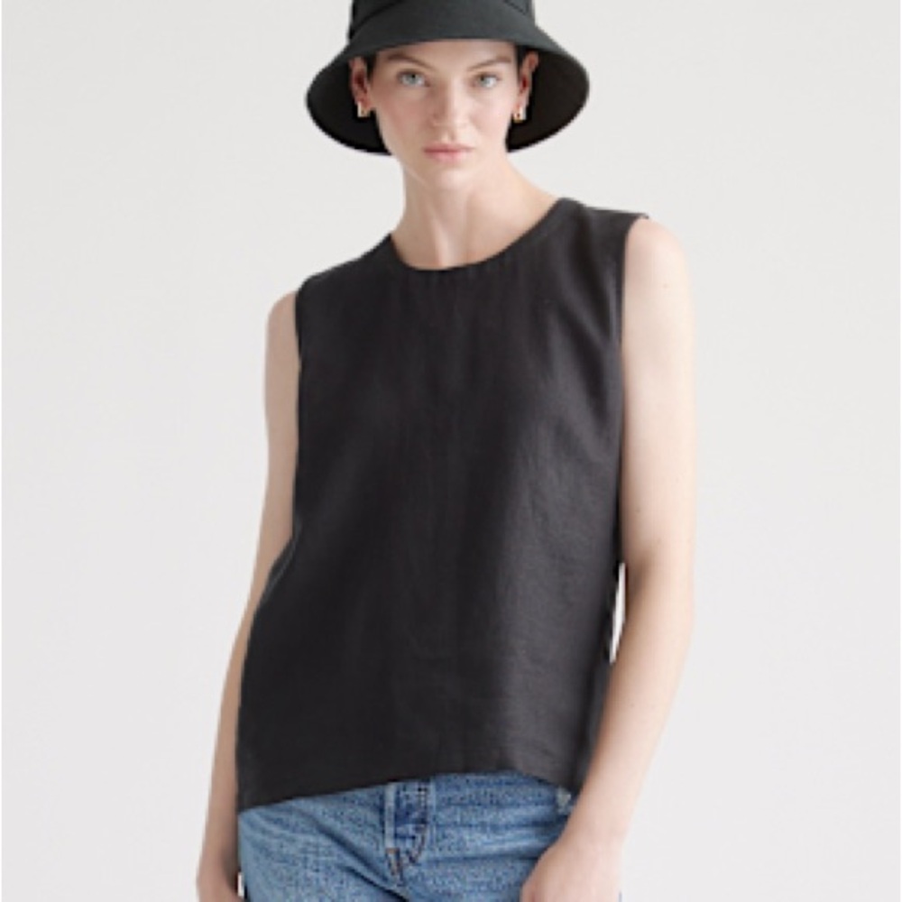 Quince Linen Black Tank